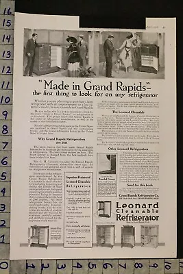 1918 Decor Kitchen Refrigerator Leonard Oak Ice Box Grand Rapids Mich Ad Sf56 • $38.95