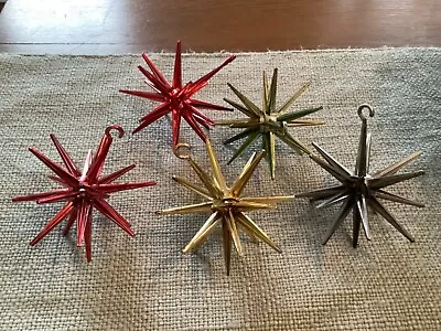 VINTAGE Starburst Sputnik Bradford Plastic MCM Christmas Tree Ornament Lot Of 5 • $65
