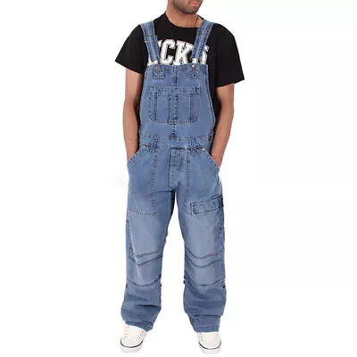 Mens Denim Dungarees Jumpsuit Jeans Casual Overalls Romper Trousers Bib Pants • £21.55