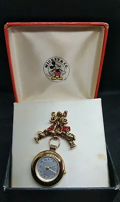 NAPIER Brooch Disney Mickey Mouse Gold Tone Pin Watch Pin Collector Item • $97