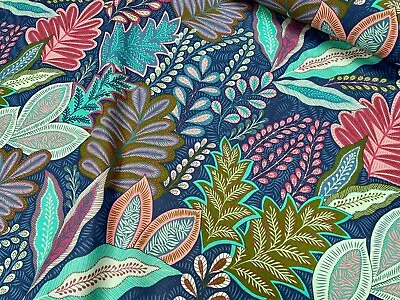 BOTANIC Leaf Fabric Tropical Floral Tree Leaves Print Cotton Curtain 140cm Wide • £1.20