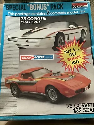 Monogram Snap Tite Model Kit 1988 85 Corvette 78 Corvette 1/24 1/32 Scale Vintag • $49.99