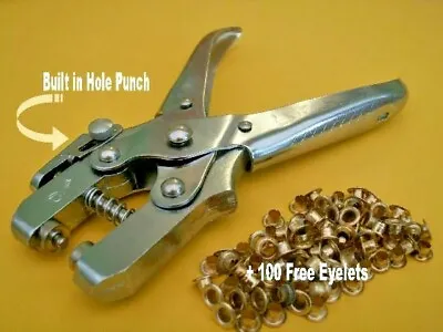 £12.99 • Buy Heavy Duty Eyelet Pliers Hole Punch Kit Metal Washer Rings Hand Tool Eylet Eyes 