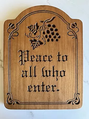 P. Graham Dunn Cherry Wood Plaque Engraved Peace To All Who Enter Amish Welcome • $35