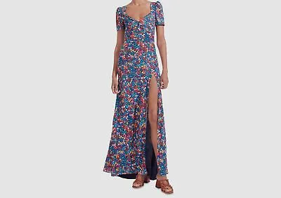 $149.98 • Buy $375 Staud Women's Blue Floral Sweetheart Puffed Short Sleeve Maxi Dress Size 8