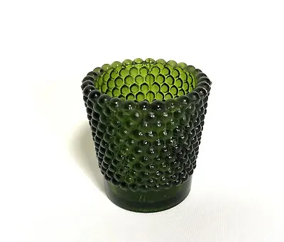 Vintage Retro Green Glass Hobnail Glass Tea Light Candle Cup Votive Holder • $8.99