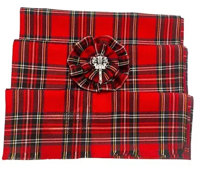 Royal Stewart Tartan Sash Rosette Burns Night Wedding Scottish Kilt Tie Stag Sw • £17.90