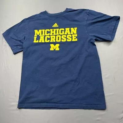 Michigan Lacrosse Shirt Women Large Blue Wolverines Graphic Adidas Team Shirt • $9