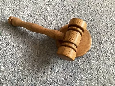 Auctioneer's Turned Wooden Gavel And Block  • £18