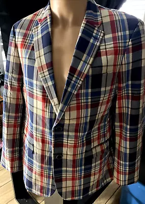 VTG Tommy Hilfiger Madras Plaid  Sport Coat Blazer Men's (size: 40R) • $58