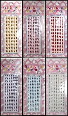 £2 • Buy Self Adhesive Diamante Stick On Sparkly Gems 3mm - 6 Assorted Colour Packs