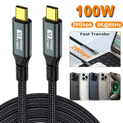 0.5M-3M 100W USB3.2 Type C Fast Charging Cord Data Cable For IPhone 15 Samsung • $10.26