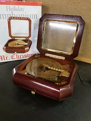 Mr Christmas Holiday Symphonium Wood Music Box W/16 Disks Songs & (BOX) • $100