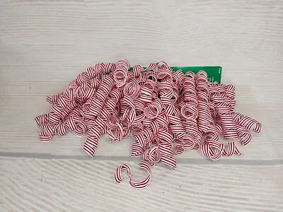 New! Curly Red White Candy Cane Striped Christmas Decorations Bow Peppermint • $4.99