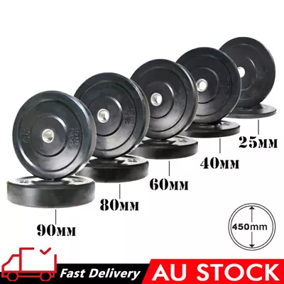 Olympic Bumper Weight Plates Rubber 5-25KG Home Gym Fitness Weight Lifting • $89.90