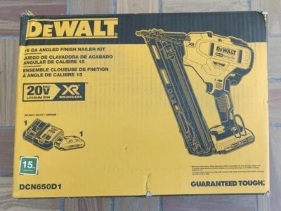 $309.99 • Buy DEWALT DCN650D1 20V MAX XR 15-GA Brushless Cordless Angled Finish Nailer Kit
