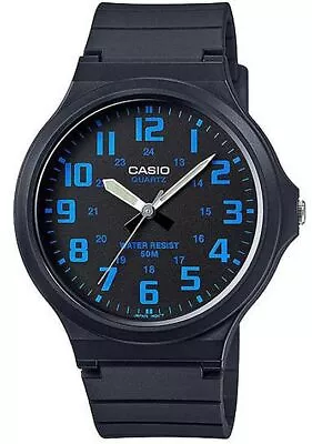 Casio Unisex Quartz Black Resin Blue Numerals 44mm Watch MW240-2BV • $28.99