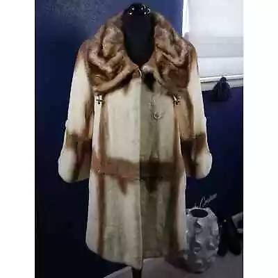 Gorgeous Palomino Sheared Beaver & Mink Fur Swing Coat Jacket • $699.99