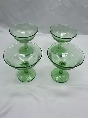 Vintage Set Of 4 Green Depression Glass Cups • $28