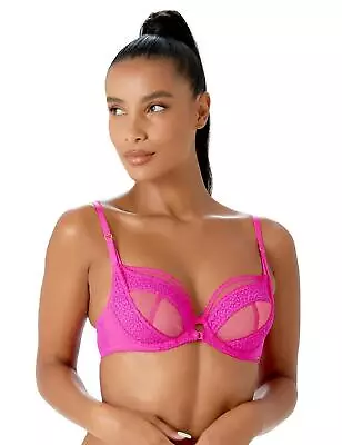 Gossard Envy Bra Plunging Neckline Lace Tops Semi-Sheer Women's Lingerie 19801 • £22