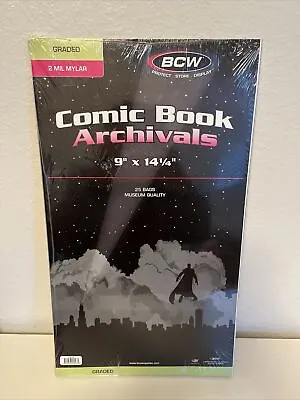 BCW Graded Comic Mylar Archivals 25 Bags  -2 Mil. Heavy Graded - 9  X 14 1/4” • $26.99