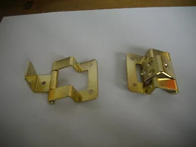 1 Pair (2) 16 Mm 5/8  Electro Brass Plated Double Cranked Cabinet Hinges • £3.50