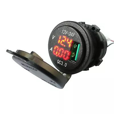 LED ATV Motorcycle USB Fast Charger Amp Volt Meter 12/24V For Car Truck Boat G • $10.44