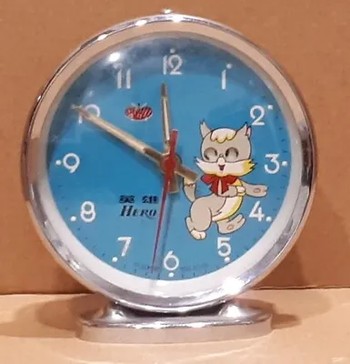 Vintage Hero Wind Up Cat Alarm Clock Moving Eyes • $49.99