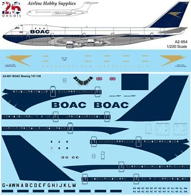 BOAC Boeing 747-136 - 1/200 Scale Decal • $25.40