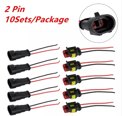 Automotive Waterproof Wire Connector 10 Kits 2 Pin Quick Disconnect 1.5mm Series • $8.31