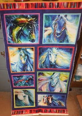  Painted Horses  By Marcia Baldwin For Benartex Cotton Fabric Panel Style 6661 • $5