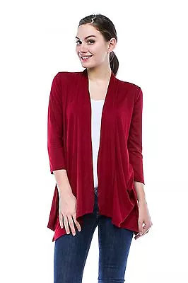 JDStyle Women's Lightweight 3/4 Sleeve Open Front Cardigan-(S-5X)1067-USA  • $28.99