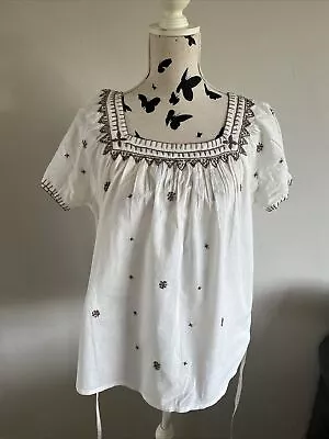 Brand New BHS Vanilla Sands White & Brown Patterned Top Size 16 See Description • £0.99