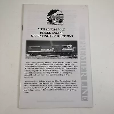 MTH SD 80/90 Diesel Engine Operating Instructions Booklet Model Trains Guide • $7.04