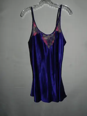 Val Mode Lingerie Purple Lingerie Nightgown L Second Skin Satin • $24.99