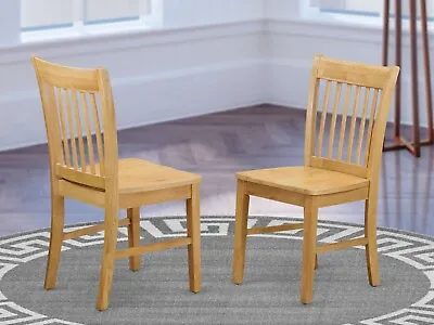 Set Of 2 Norfolk Dinette Kitchen Dining Chairs With Wood Seat In Light Oak • $160