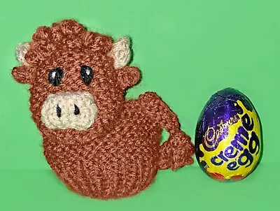 KNITTING PATTERN - Easter Highland Cow Basket Chocolate Cover Fits Creme Egg • £3.25