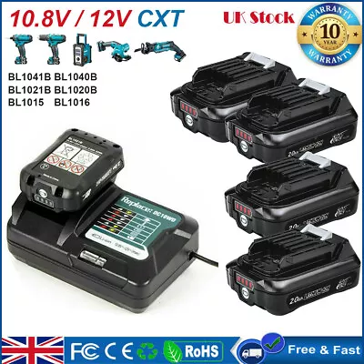 10.8V 12V For Makita Battery 4Ah BL1041B BL1040B BL1021B BL1020B BL1016 Charger • £17.90