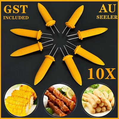 10x Corn Cob Holders Skewers Barbecue Fork Fruit Holder BBQ Kitchen Accessories • $5.99