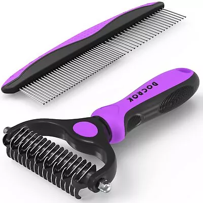 Undercoat Rake For Dogs Double Coat With Pet Comb Pet Grooming Brush Purple • $14.99