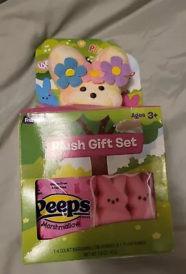 PEEPS Easter Bunny FLOWER POWER Tie Dye Plush Gift Set With 4ct Marshmallow 2023 • $15