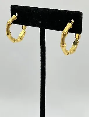 Vintage Crown Trifari Gold Tone Bamboo Clip On Earrings • $12.99