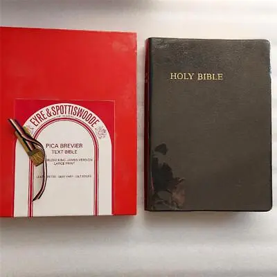 HOLY BIBLE Eyre Spottiswoode  Large Print KJV Version Leatherette Boxed • £14.98