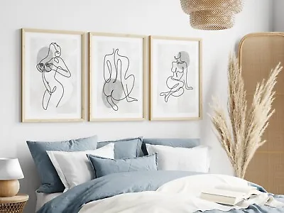 £9.99 • Buy Set Of 3 Grey Nude Art Women Prints Poster Living Room Bedroom Fashion
