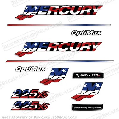 Fits Mercury 225 Hp Optimax Racing Decal Kit - Custom Flag • $124.95