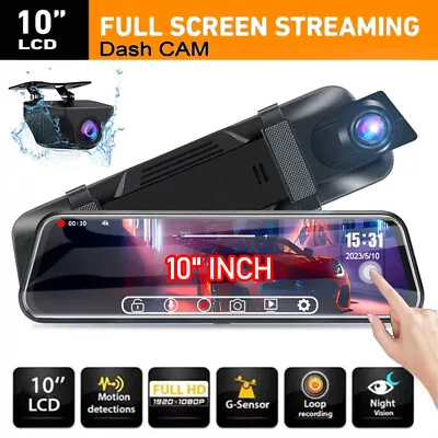 1080P Dash Camera 10  Front Rear View Cam Car DVR Tail Reversing Mirror Recorder • $62.79