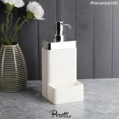 Perotti Lisbon – Soap Dispenser With Sponge Holder – White/Silver • £6.99