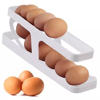 £5.87 • Buy 1x Refrigerator Egg Dispenser Auto Rolling Egg Holder 2Tier Storage Rack