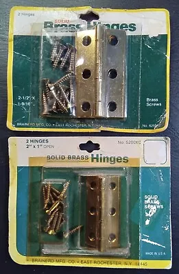 Vintage Brainerd Brass Hinges 2 1/2  X 1 9/16  & 2  X 1  NOS • $18