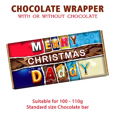 Merry Christmas Daddy Xmas Chocolate Bar Wrapper Novelty Gift For Dad Grandad • £1.99